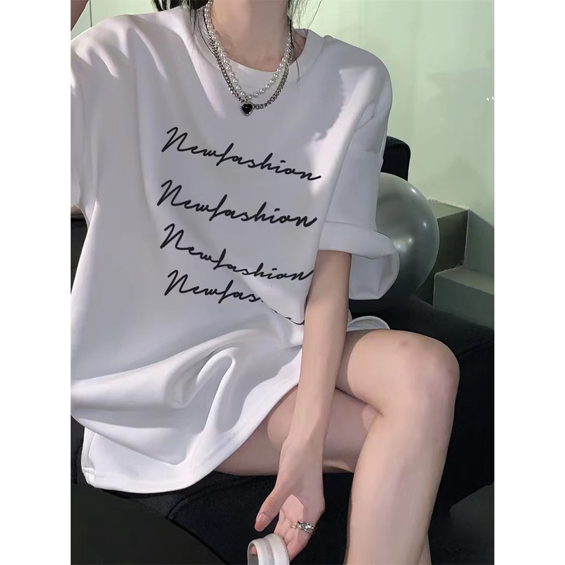 Áo Thun 100% Cotton Dáng Rộng Tay Ngắn In Họa Tiết Hoạt Hình Và Chữ Hoạt Hình Phong Cách Hàn Quốc Dành Cho Nam Nữ