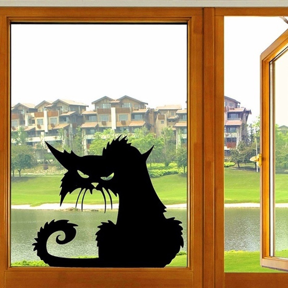 Miếng Dán Tường Trang Trí Hình Mèo Đen Chống Nước DIY