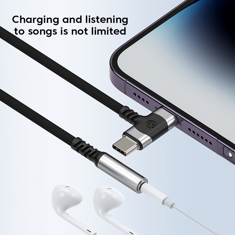 Dây Cáp Nối Dài Tai Nghe 2 Trong 1 3.5mm Cho iP Type C Sang 3.5mm Samsung Xiaomi