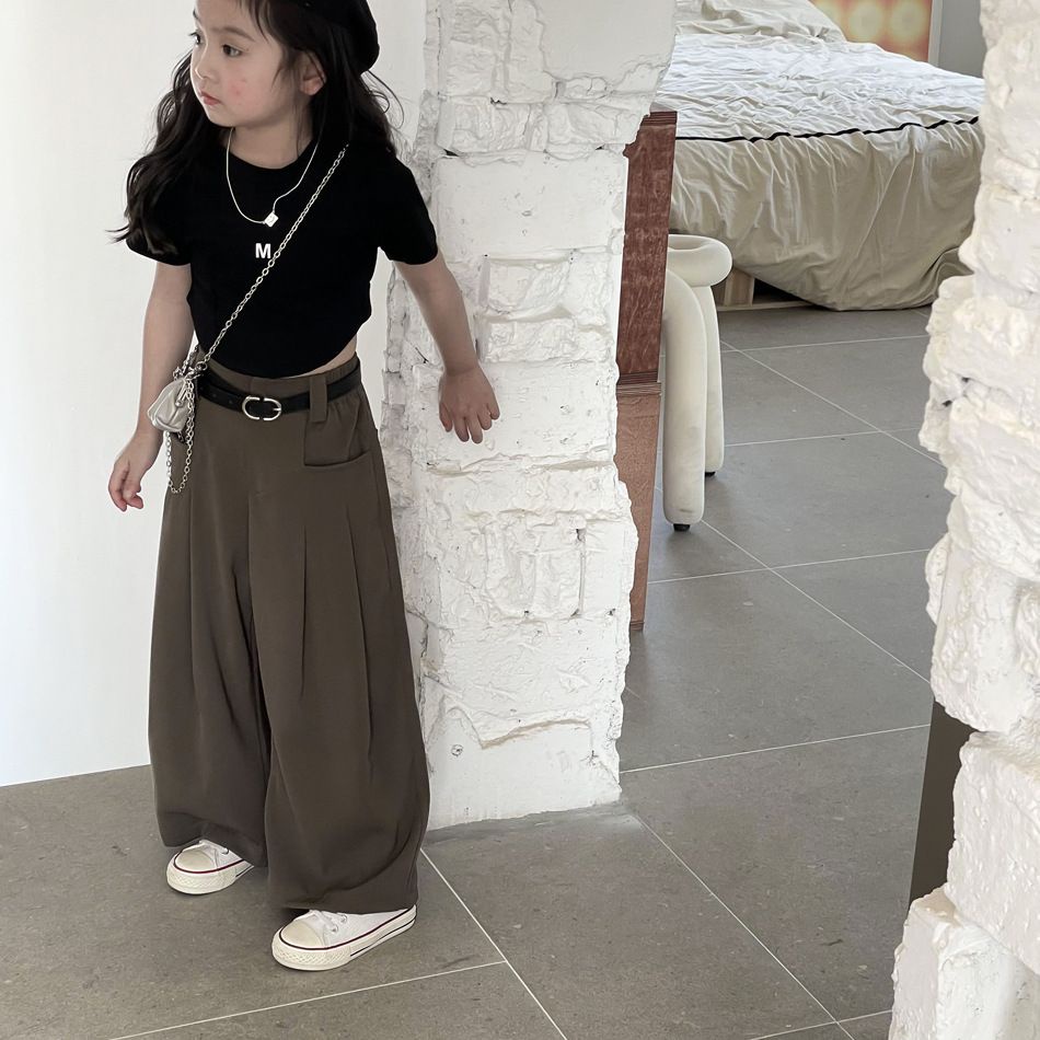 Áo Thun Cotton Ngắn Tay Màu Sắc Trơn Thời Trang Mùa Hè Cho Bé Gái