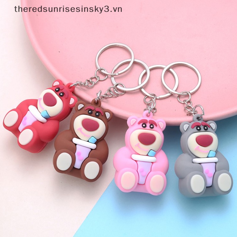 Móc Khóa Resin Hình Gấu Dâu Tây Dễ Thương Sáng Tạo Dành Cho Cặp Đôi