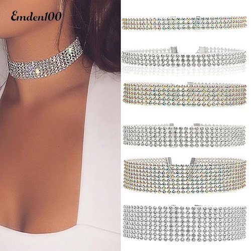 [EMDEN] Vòng Cổ Choker Ngắn Đính Kim Cương Giả Lấp Lánh Thời Trang Cho Nữ
