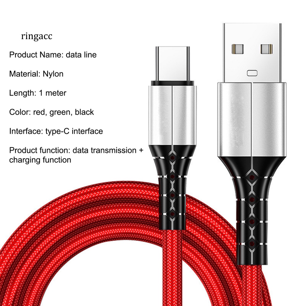 Dây Cáp Sạc RGA Nylon Cho Notebook 3A Type-C Mềm