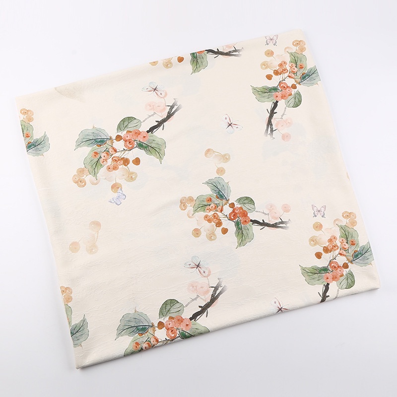Vải Jacquard Polyester Bốn Mặt Co Giãn In Hình Cây Cỏ Thời Trang Xuân Hè May Váy Hán Phục