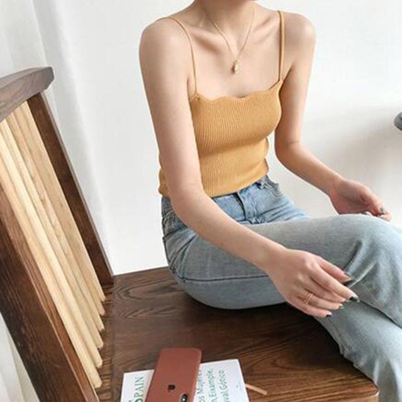 Áo Dệt Kim Hai Dây Thời Trang Mùa Hè Dành Cho Nữ