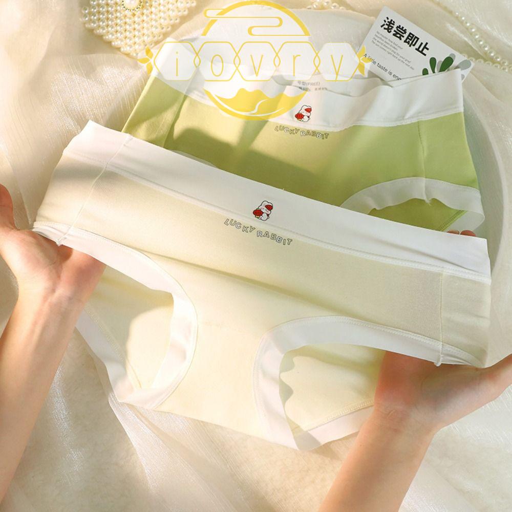 IVORY Quần Lót Cotton Thoáng Khí In Hình Thỏ Dễ Thương Cho Nữ