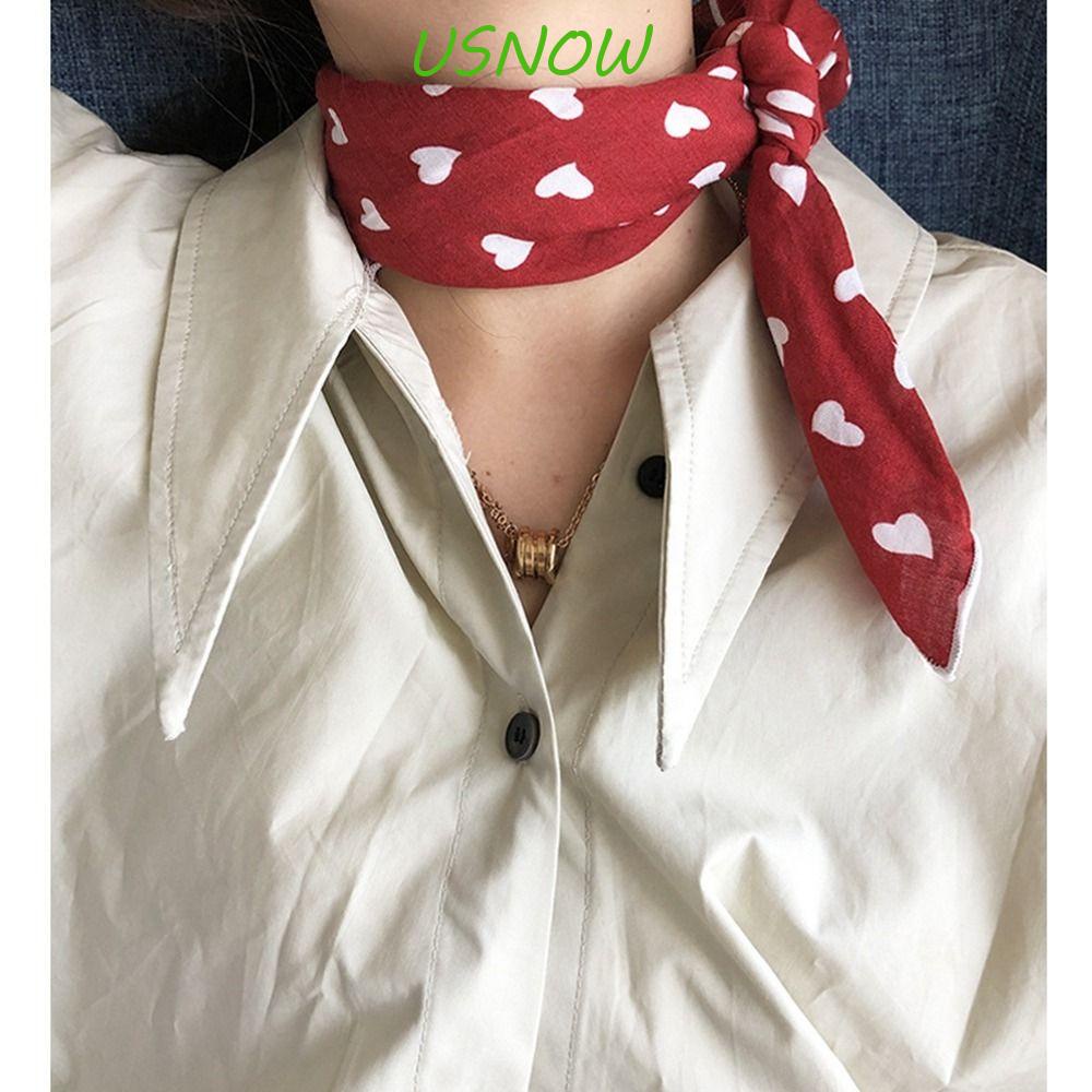 USNOW Khăn Choàng Cổ Hình Vuông Cỡ Nhỏ Vải Cotton Lanh In Họa Tiết Độc Đáo Thời Trang Cho Nữ