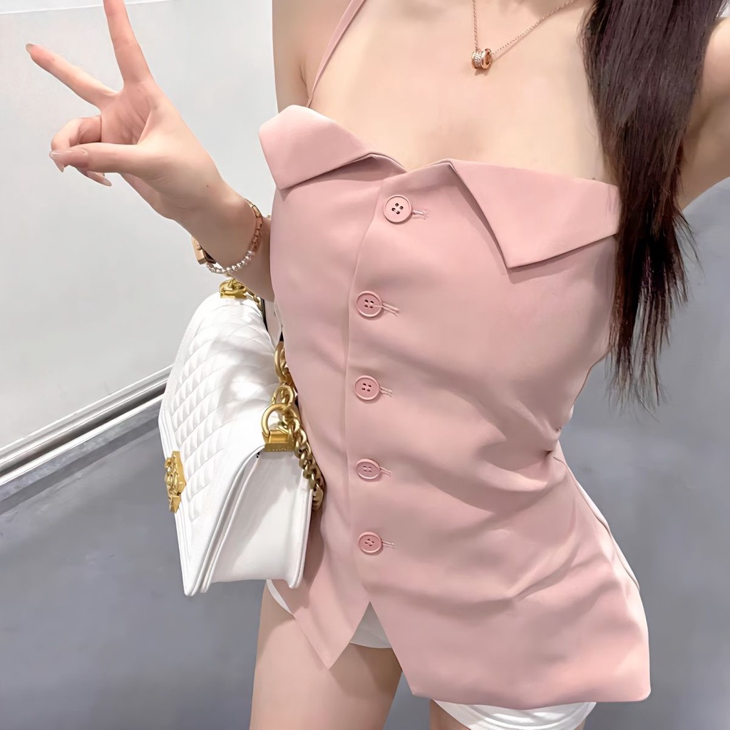 Áo Ống Màu Hồng Quyến Rũ Thời Trang Mùa Hè Cho Nữ