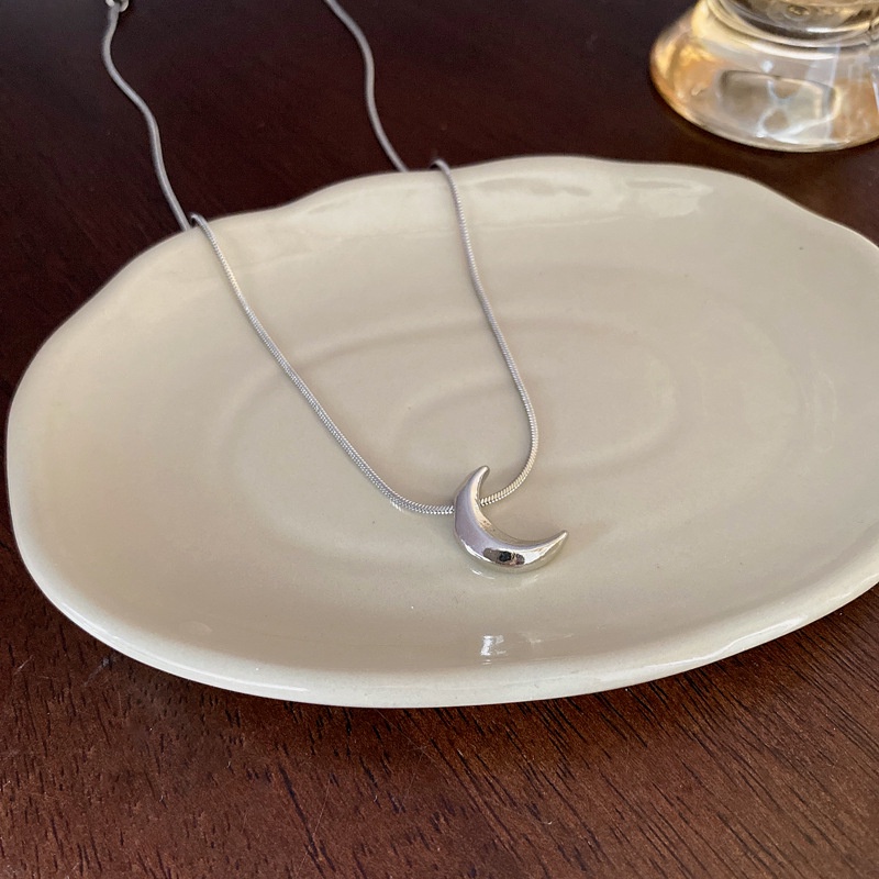 Vòng cổ Hình Mặt Trăng Màu Bạc Đơn Giản Thời Trang Cho Nữ