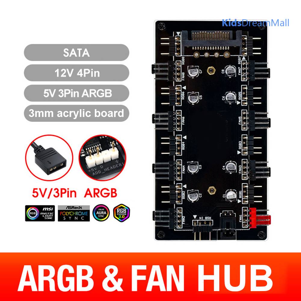 Bộ Chia Cổng 1 Sang 8 Cổng RGB PWM PC Cho ASUS
