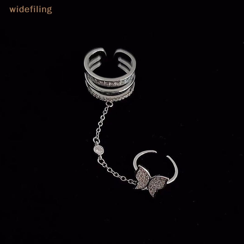 Nhẫn Đôi Phối Dây Xích Tua Rua Hình Bướm Phong Cách Punk Thời Trang Cho Nữ