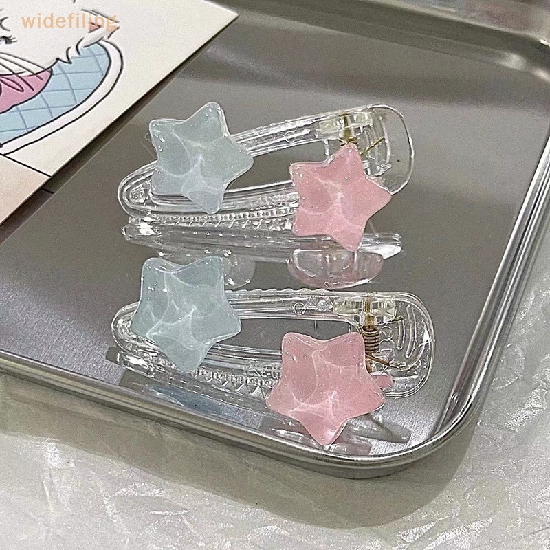 Kẹp Tóc Y2k Hình Ngôi Sao Năm Cánh Màu Hồng / Xanh Dương Dễ Thương Cho Nữ