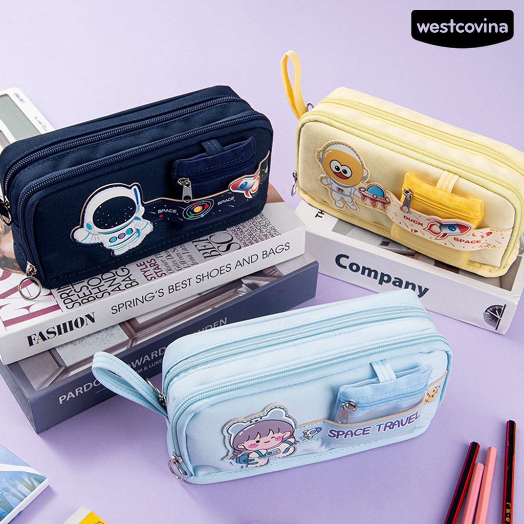 [WSTN]✎Túi Đựng Bút / Mỹ Phẩm Cỡ Lớn Có Khóa Kéo Họa Tiết Dễ Thương Đa Năng Tiện Dụng