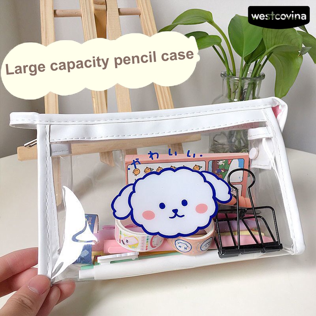 [WSTN]✎Túi Đựng Bút Bằng PVC Trong Suốt Chống Bụi Sức Chứa Lớn In Họa Tiết Hoạt Hình
