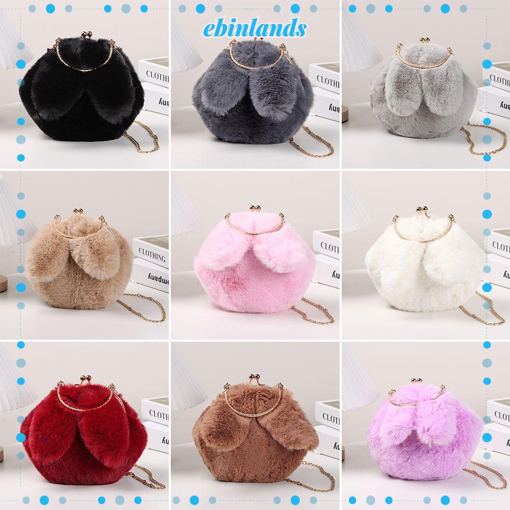 EBINLANDS Túi Đeo Chéo Vai Bằng Vải Lông Màu Trơn Thời Trang Mùa Đông Dành Cho Bạn Nữ