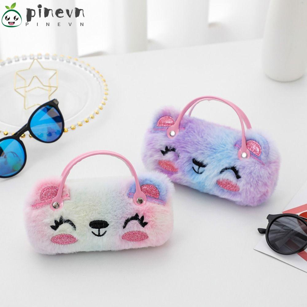 PINEVN Hộp Đựng Mắt Kính Phủ Lông Nhiều Màu Sắc Họa Tiết Hoạt Hình Dễ Thương Chống Áp Lực Tiện Dụng