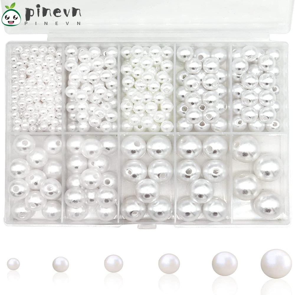 PINEVN Hạt Ngọc Trai Tròn 14mm 3mm 8 Kích Cỡ Làm Đồ Trang Sức Thủ Công