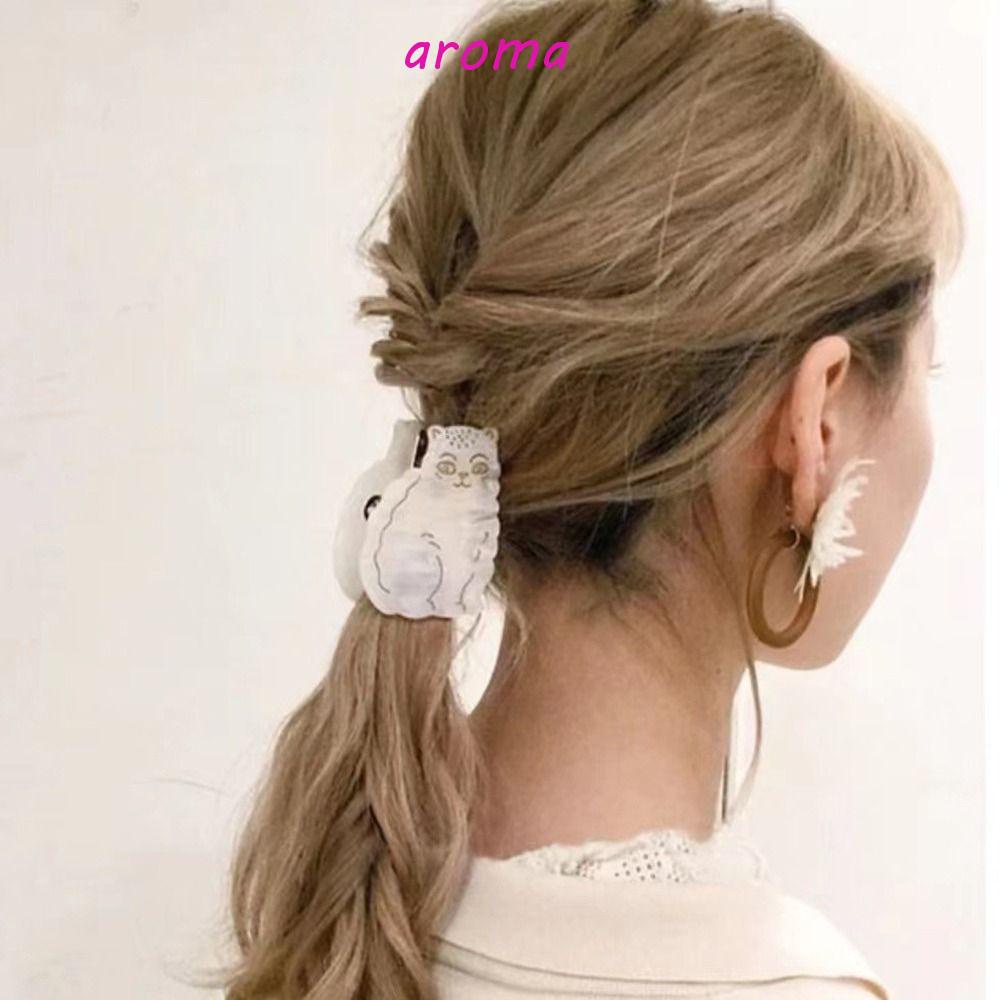 AROMA Kẹp Tóc Đuôi Ngựa Hình Cá Mập Phong Cách Hàn Quốc Thanh Lịch Cho Nữ