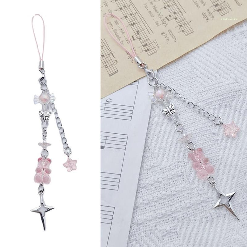 Dây Đeo Điện Thoại / Ví / Móc Khóa Hình Gấu / Bướm Chống Thất Lạc Sành Điệu Cho Nữ