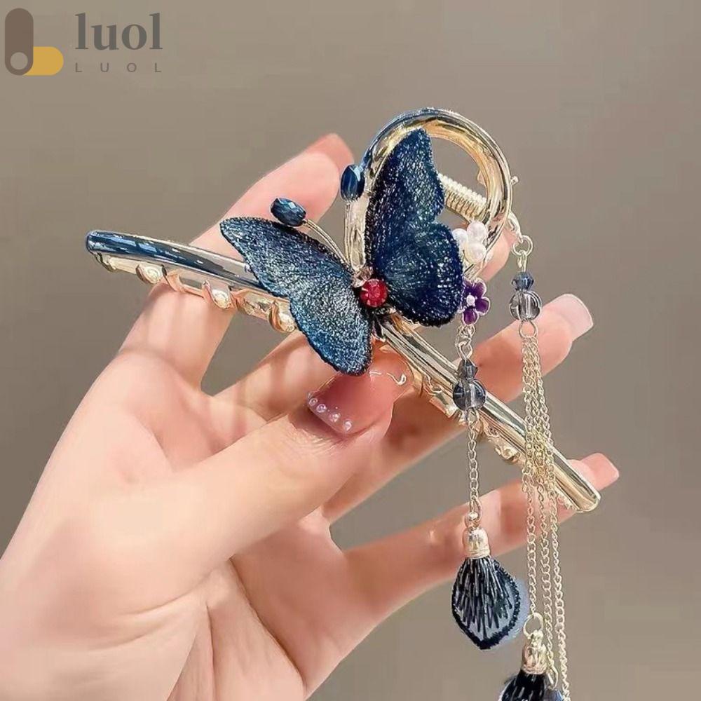 LUOL Kẹp Tóc Móng Vuốt Kim Loại Kiểu Dáng Hình Học Phong Cách Punk Vintage Thanh Lịch