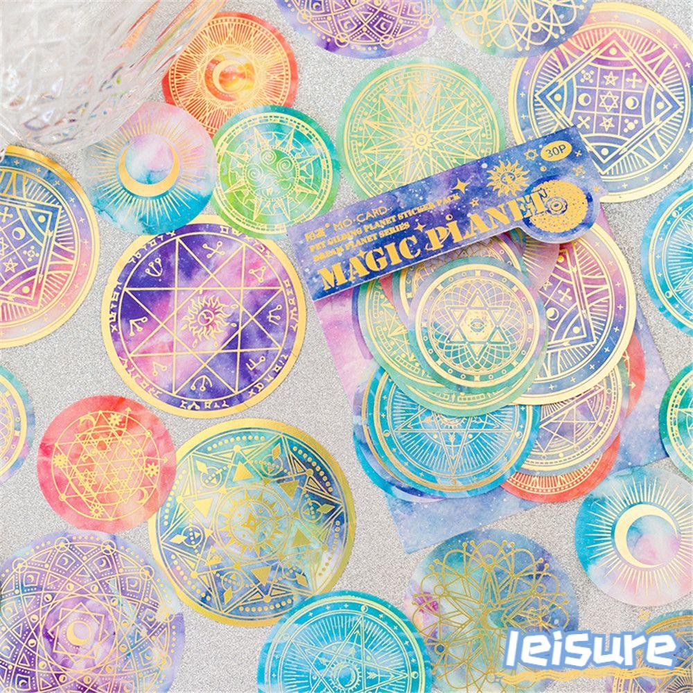 LEISURE Bộ 30 Miếng Dán Trang Trí Điện Thoại / Nhật Ký Bằng PVC Hình Hành Tinh Dễ Thương