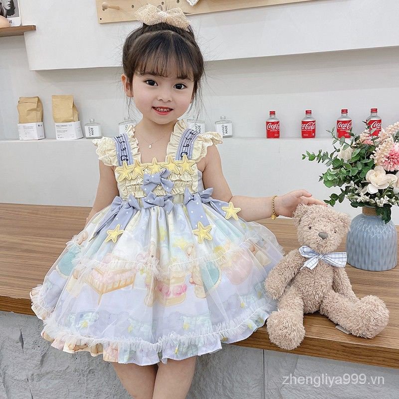 Đầm Công Chúa Lolita Hai Dây Mùa Hè 2023 Phong Cách Mới Cho Bé Gái