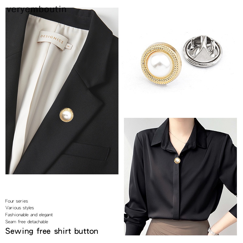 Bộ 10 Ghim Cài Áo Đính Ngọc Trai Giả Bằng Kim Loại Thời Trang Cho Nữ