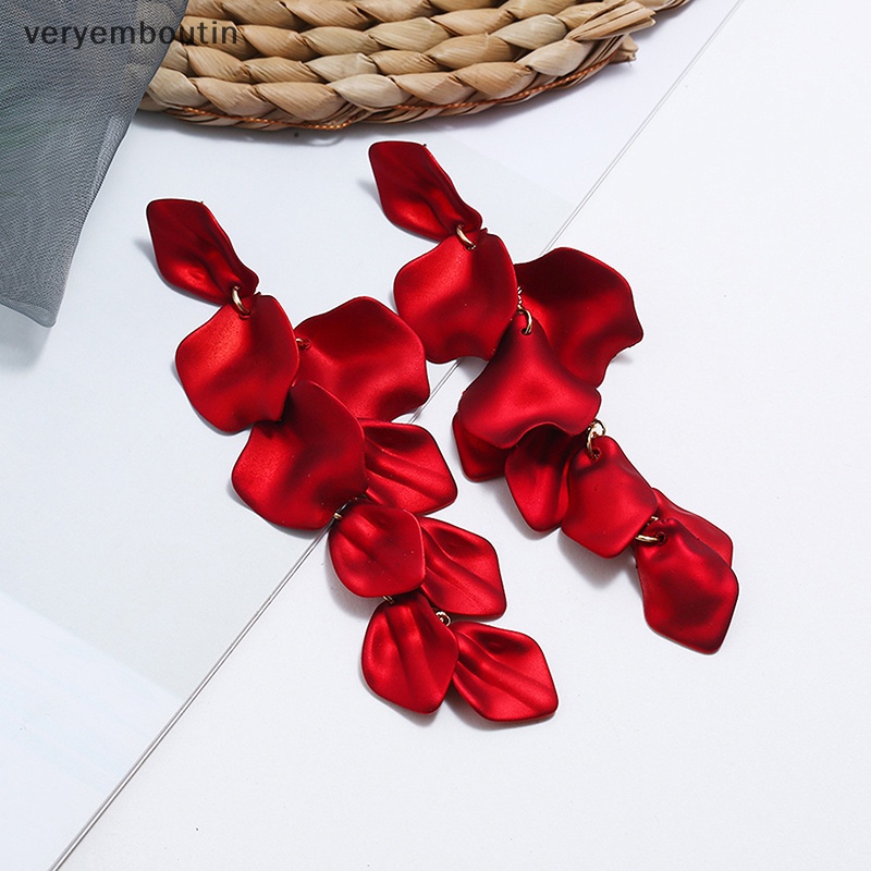 1 Đôi Bông Tai Dáng Dài Hình Cánh Hoa Bằng Acrylic Phong Cách Hàn Quốc Thời Trang Cho Nữ