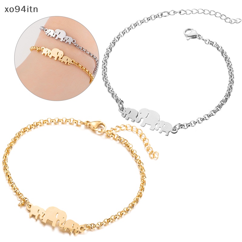 Vòng Đeo Tay Dạng Chuỗi Xích Bằng Thép Không Gỉ Mặt Hình Voi Cho Nữ