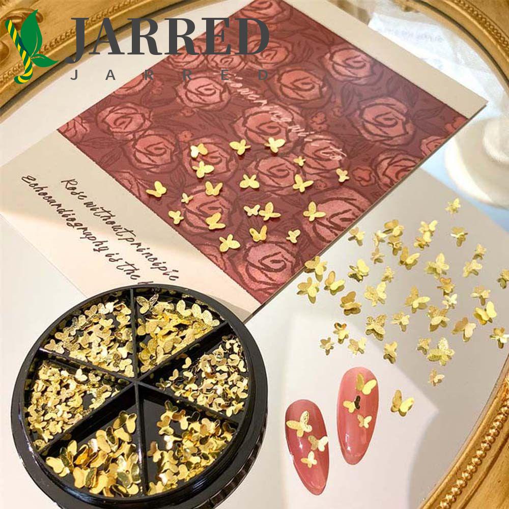 JARRED Phụ Kiện Trang Trí Móng Tay Hình Bướm 3D Bằng Kim Loại Nhiều Kích Cỡ