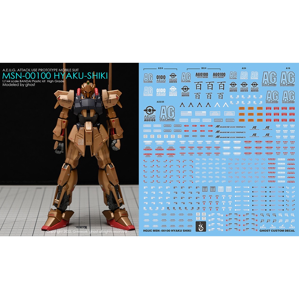 Decal Dán Trang Trí Xe Hơi Hình YAN GHOST HG Z GOLD HYAKU-Ki