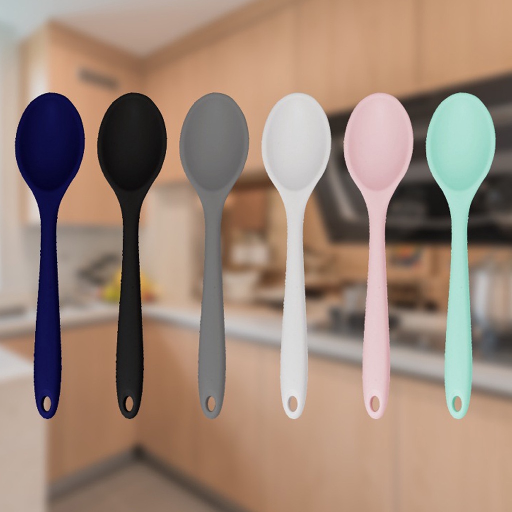 Muỗng Múc Canh Bằng Silicone Cán Dài Linh Hoạt Không Vỡ