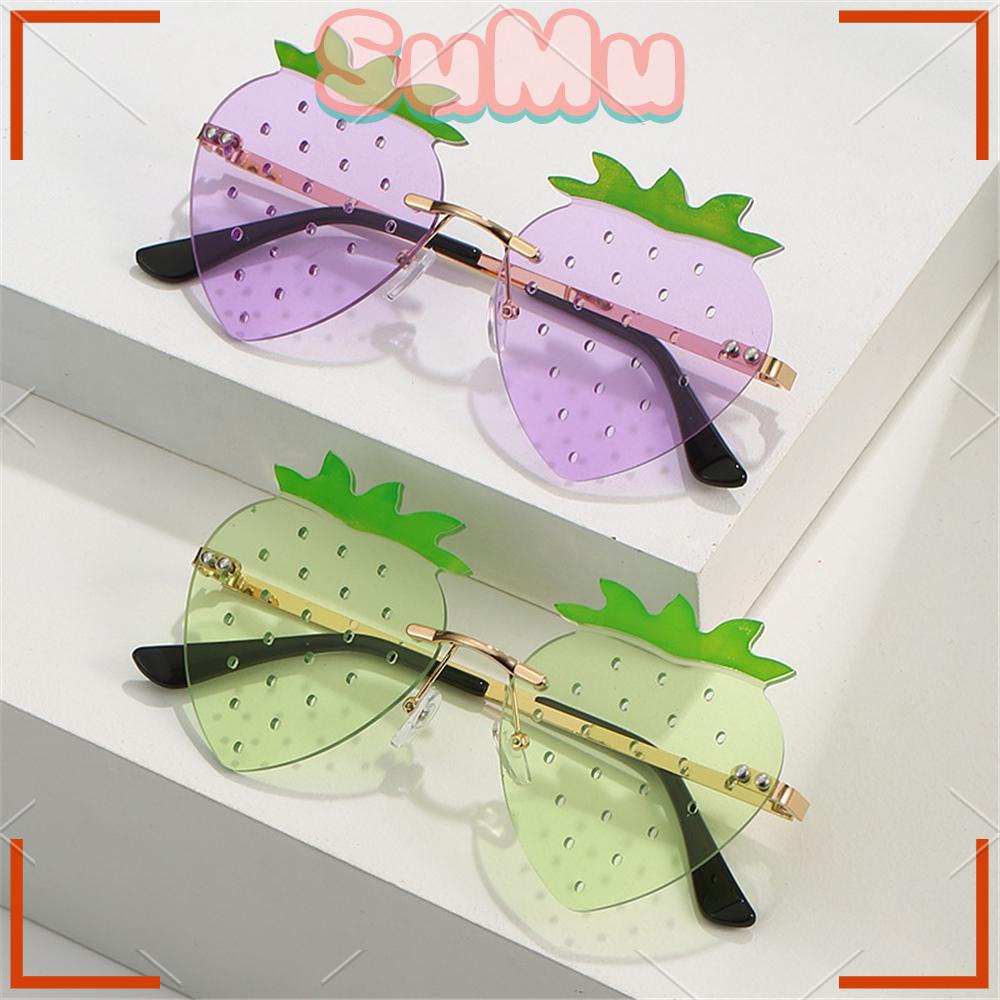 SUMU Kính Chống Nắng Không Vành Y2K Bằng Kim Loại Hóa Trang Lễ Hội / Tiệc / Halloween Hình Quả Dâu Tây Thời Trang