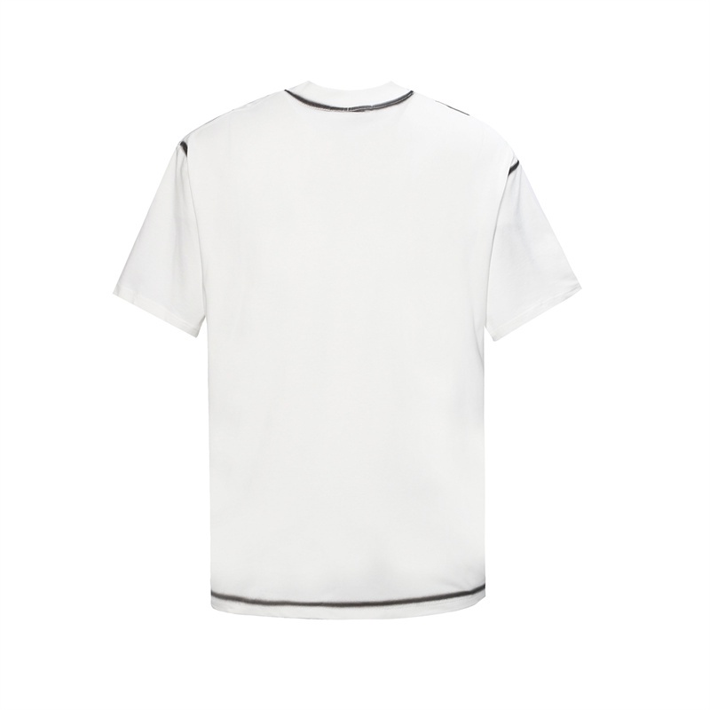 Ale-xander-wang - Vải Gạc In Màu Thuần Khiết Thủ Công Mới Nhất Áo Thun Tay Ngắn In Chữ Trước Ngực Thời Trang Cho Nam Và Nữ