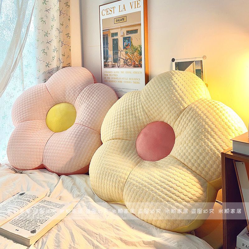 Gối Tựa Lưng Vải Lụa Lạnh Mềm Cỡ Lớn Hình Hoa Dễ Thương