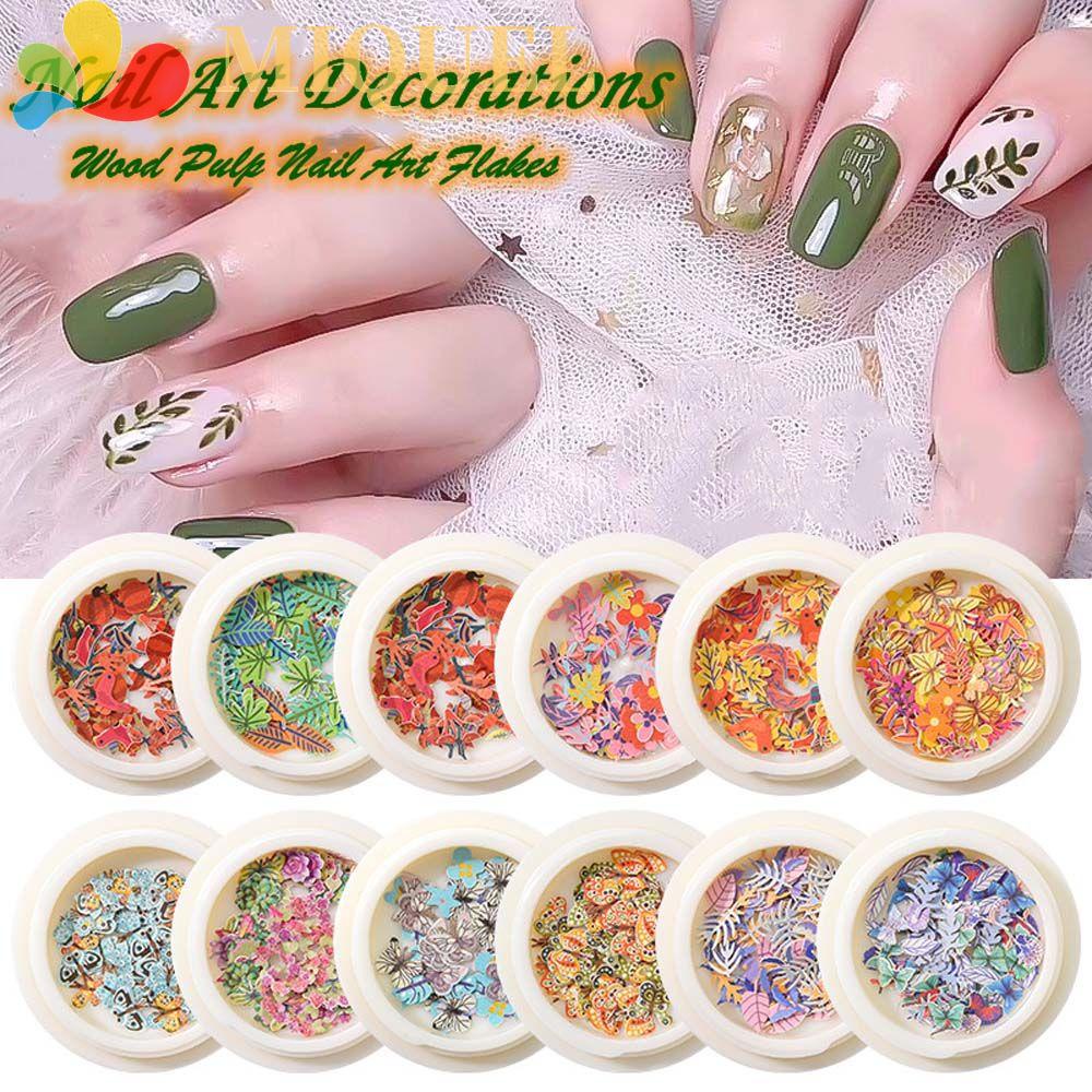 MIQUEL Phụ Kiện Trang Trí Móng Tay Nghệ Thuật Hình Hoa Lá Trái Tim Thời Trang Cho Nữ