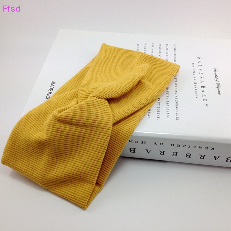 {Ffsd} Băng Đô Cotton Mềm Co Giãn Thắt Nút Màu Trơn Trang Điểm Rửa Mặt Trang Điểm Cho Bé Gái * Bán Chạy