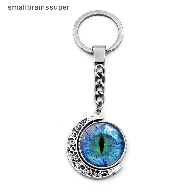 Smallbrainssuper Móc Khóa Hai Mặt Đính Đá Mặt Trăng Thời Trang Vintage Sáng Tạo SBS