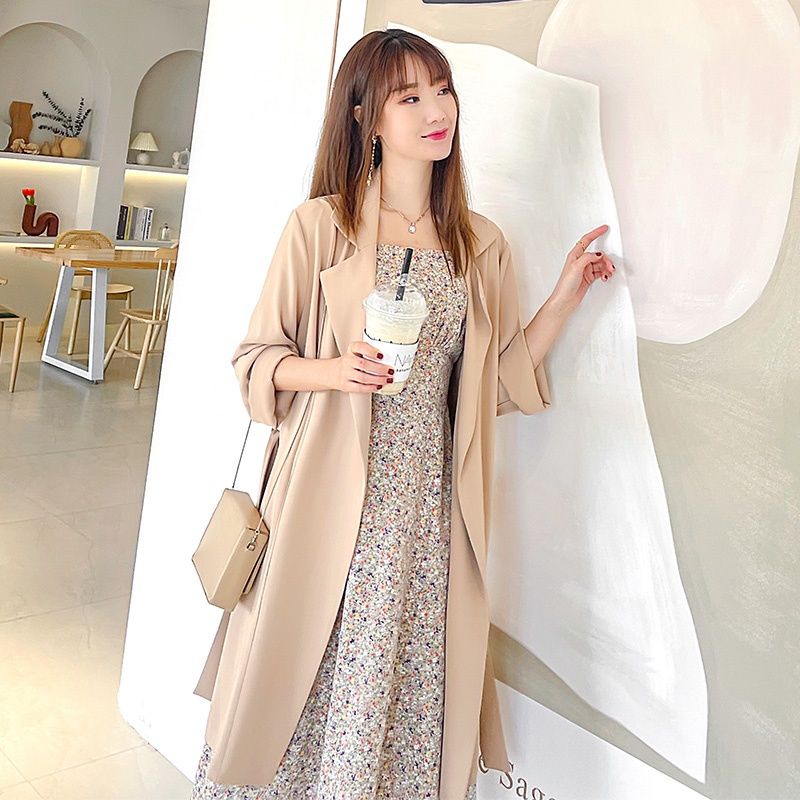 Áo Khoác Mỏng Tay Dài Buộc Dây Thời Trang Xuân Thu Cho Nữ