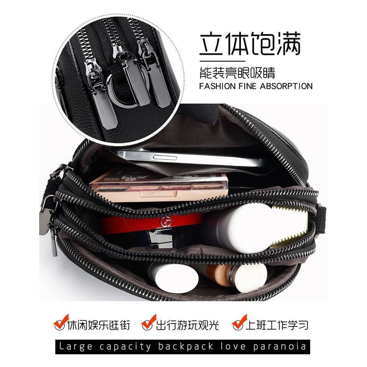 Túi Xách Da Bò Ba Lớp Hình Tròn Nhỏ Nhắn Xinh Xắn Dành Cho Nữ