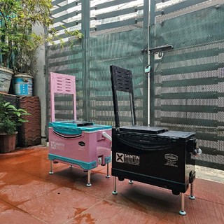 Thùng câu cá Xsamtin X7 - 2900 có tựa lưng 2023, khay mồi kèm bàn vuốt hàng chính hãng