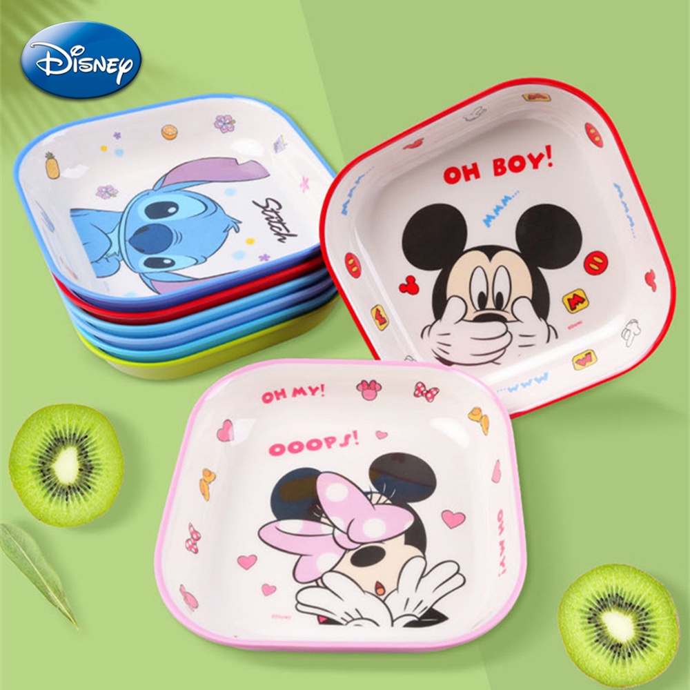 Đĩa Vuông Ăn Trái Cây Họa Tiết Disney Stitch Mickey Minnie Frozen Elsa Dành Cho Trẻ Em