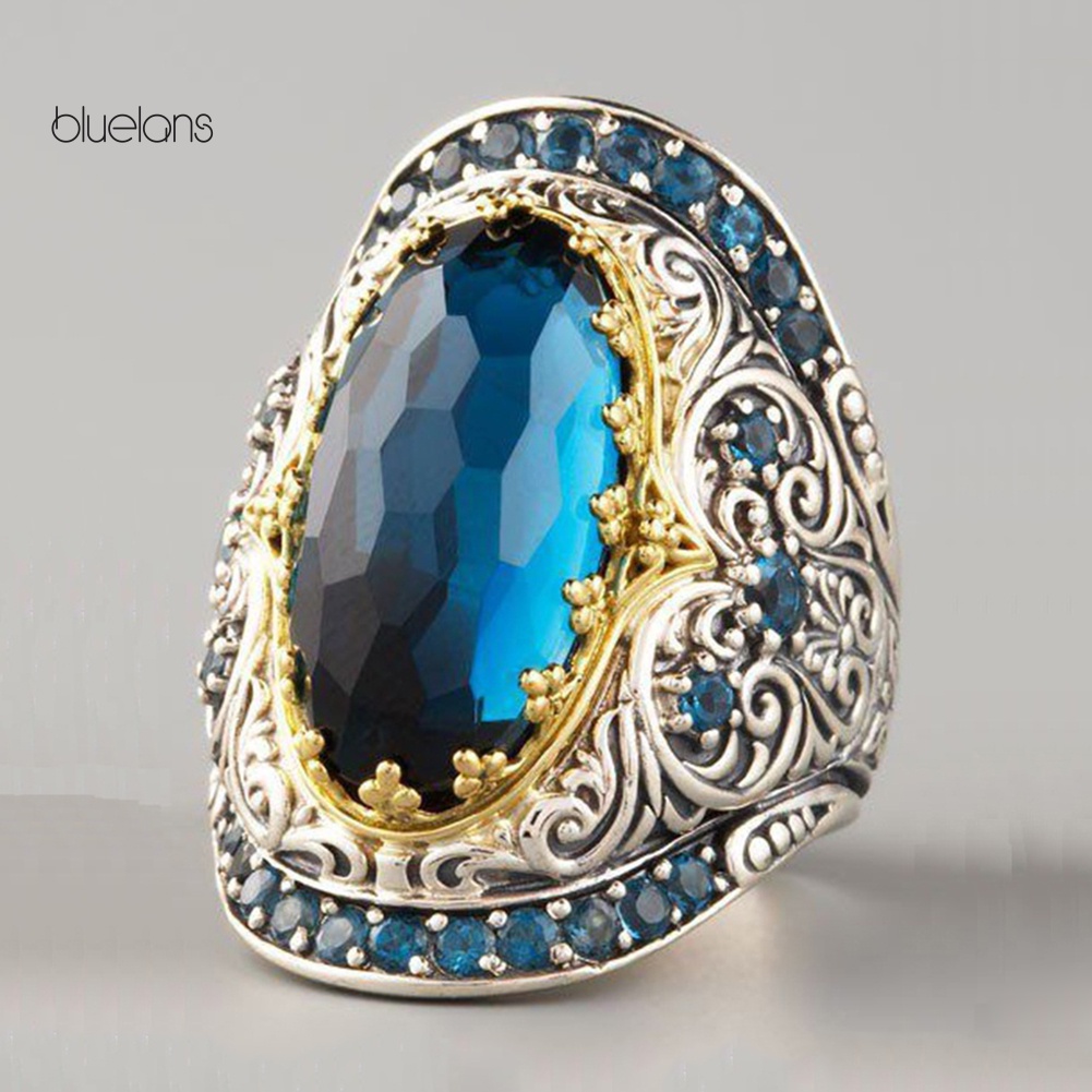 Nhẫn Đính Đá Zircon Hình Oval Phong Cách Cổ Điển Sang Trọng Cho Nam Và Nữ