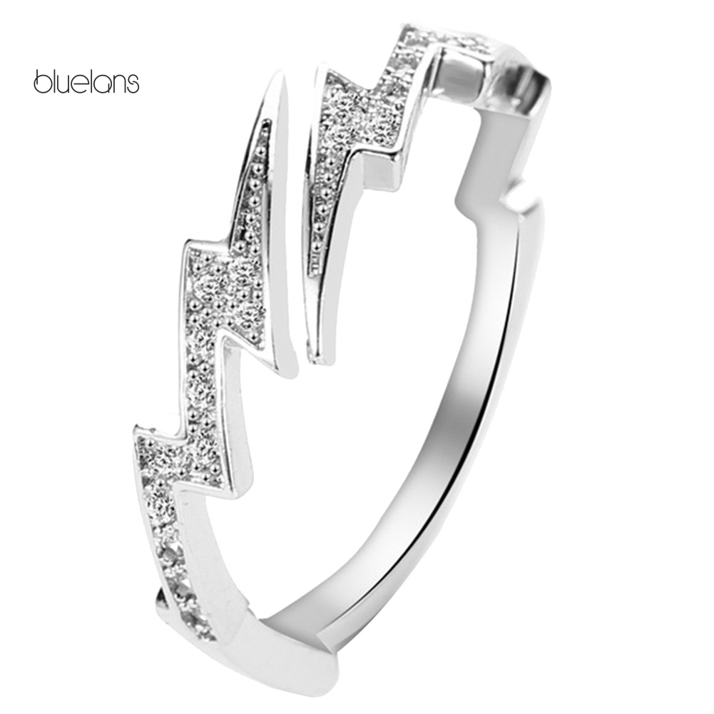 Nhẫn Hở Đính Đá Zircon Hình Tia Chớp Sáng Tạo Cho Nữ