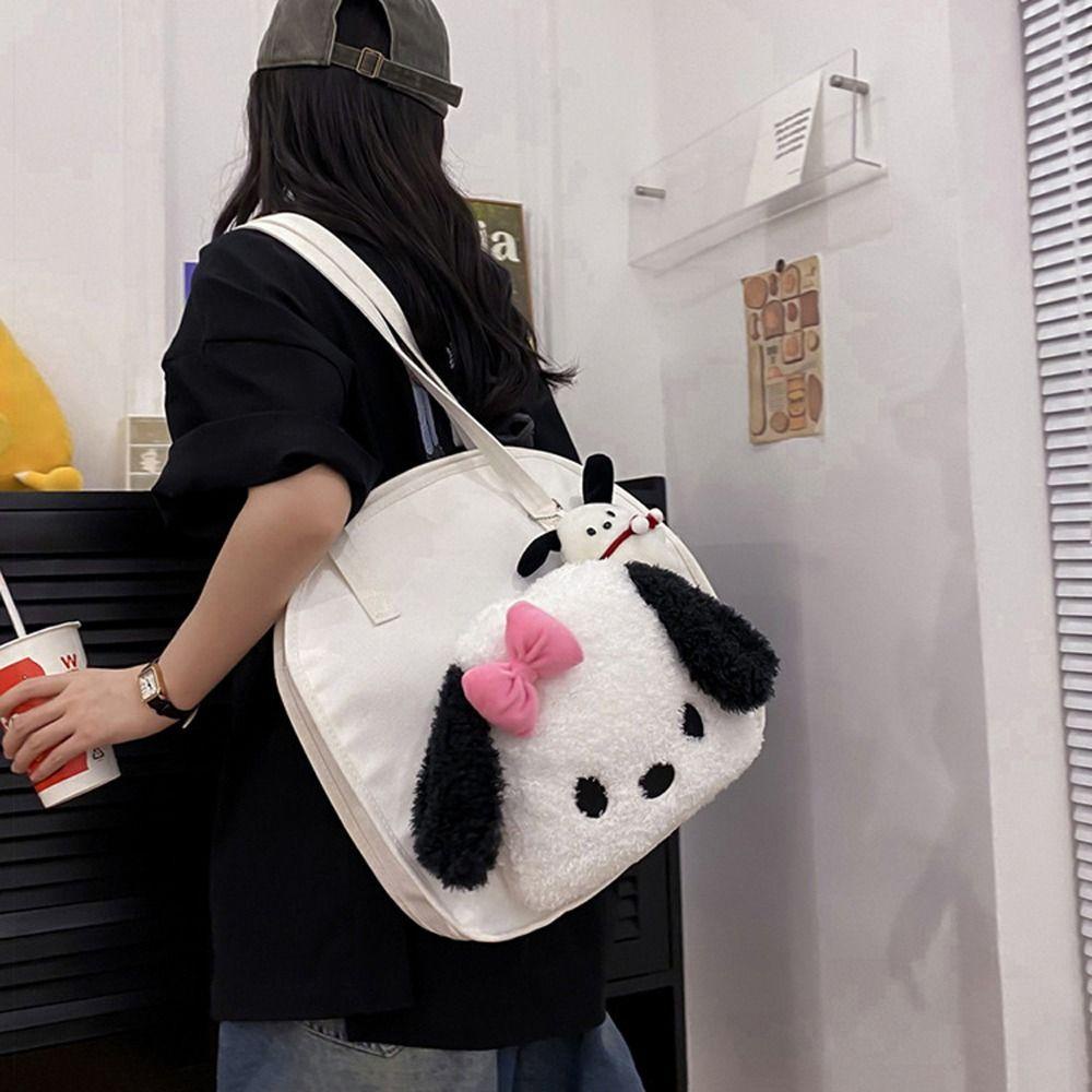 LOMBARD Túi Đeo Dưới Cánh Tay Bằng Lông Nhung Có Khóa Kéo Họa Tiết Động Vật Dễ Thương Phong Cách Nhật Bản Dùng Mua Sắm