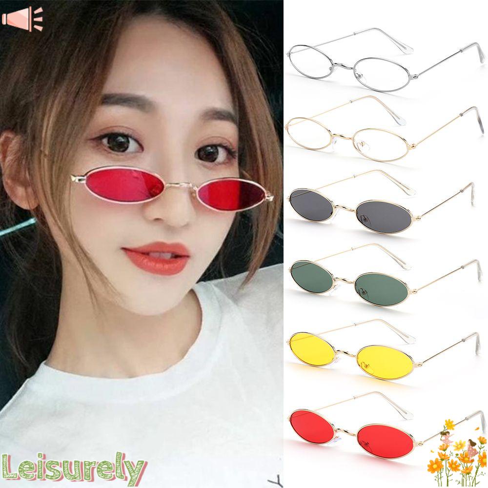 LEILY Kính Mát Gọng Oval Nhỏ Thời Trang Cho Nam Nữ