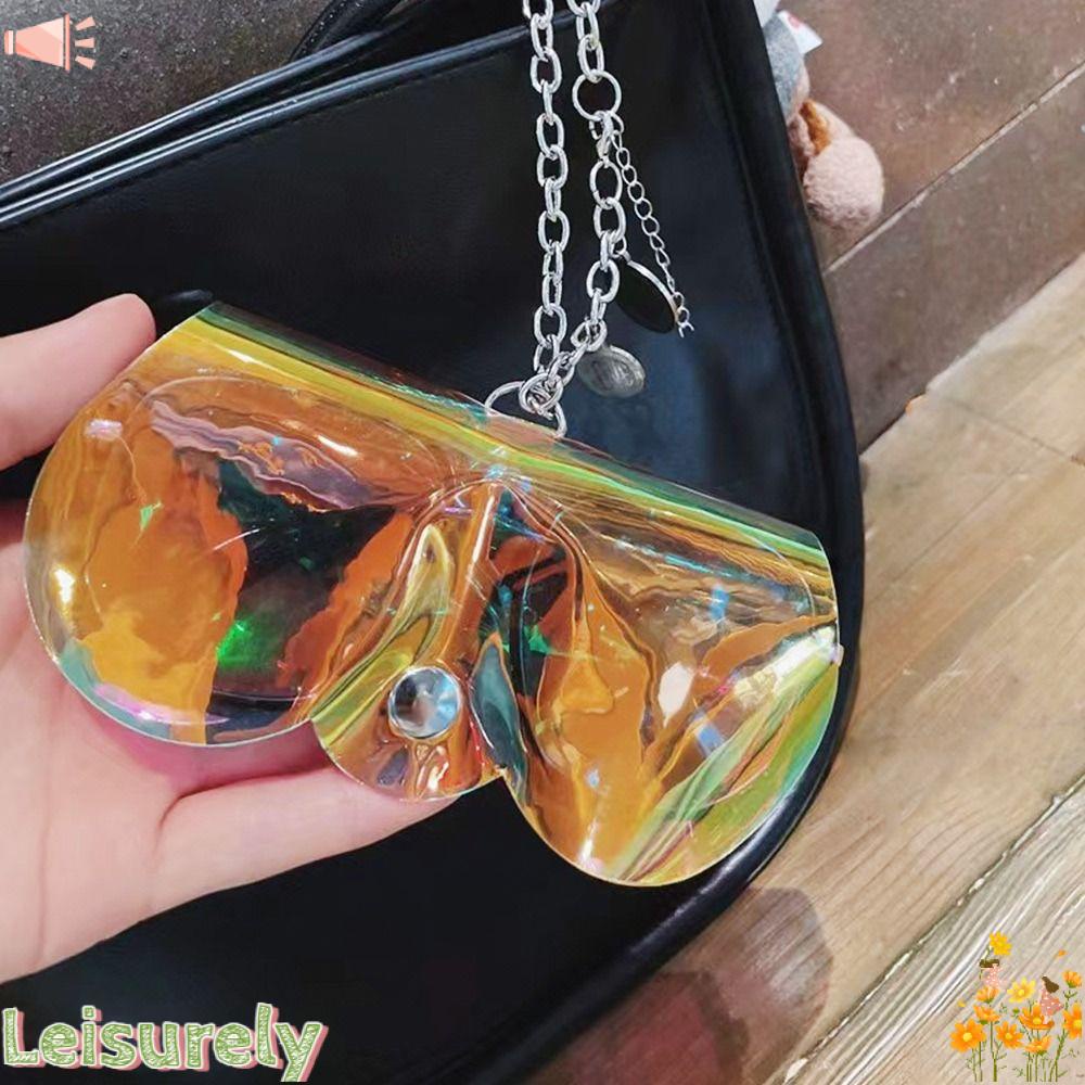 LEILY Túi Đựng Mắt Kính Bằng PVC Màu Laser Tiện Dụng Mang Theo Du Lịch