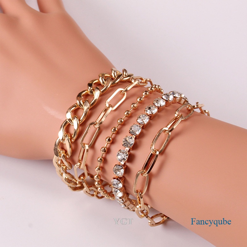 Ygt Set 5 Vòng Tay Đính Đá Đơn Giản Phong Cách Retro