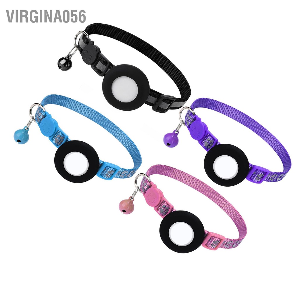 Virgina056 Mèo Cổ Áo Phản Quang Nylon Khóa An Toàn Có Thể Tháo Rời Chuông GPS Theo Dõi Thú Cưng Định Vị Túi Cho Airtag Giá Đỡ