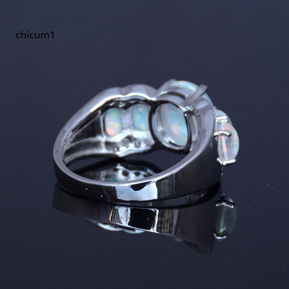 Nhẫn Đính Hôn Đính Đá Opal Nhân Tạo Hình Oval Thời Trang Dành Cho Nữ